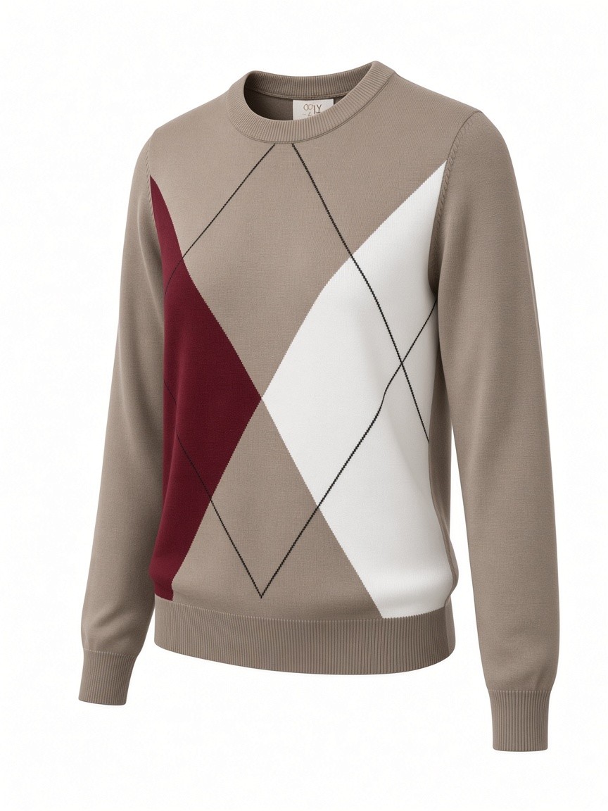 Dámsky pulóver s pikovým vzorom COZY TAUPE BORDO s.WEAR 4